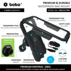 PRO Fully Waterproof Bike Phone Holder With Vibration Controller (with Fast 15W Wireless Charger & USB-C Input/Output Port) Motorcycle Mobile Mount - BOBO - BB-BM-011-111001(Skuidbb Bm 011 111001skuid Pro Fully Waterproof Bike Phone Holder With Vibration Controller With Fast 15w Wireless Charger Usb C Input Output Port Motorcycle Mobile Mount Bobo Bb Bm 011 111001) -Biken Biker Store BB BM 011 111001 3 600x600 1