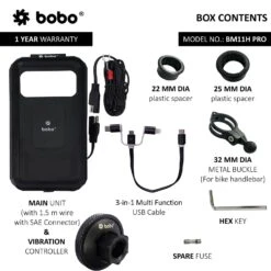 PRO Fully Waterproof Bike Phone Holder With Vibration Controller (with Fast 15W Wireless Charger & USB-C Input/Output Port) Motorcycle Mobile Mount - BOBO - BB-BM-011-111001(Skuidbb Bm 011 111001skuid Pro Fully Waterproof Bike Phone Holder With Vibration Controller With Fast 15w Wireless Charger Usb C Input Output Port Motorcycle Mobile Mount Bobo Bb Bm 011 111001) -Biken Biker Store BB BM 011 111001 6