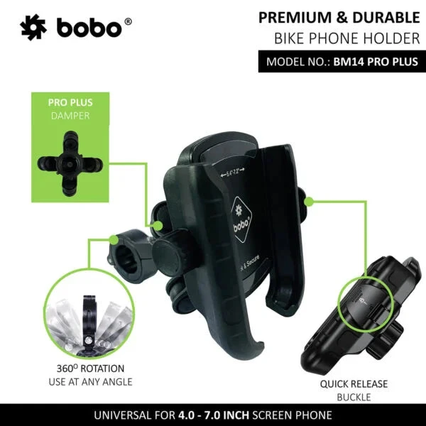 PRO PLUS Quick Release With PRO PLUS Vibration Damper Enhanced BM4 PRO PLUS Bike / Cycle Phone Holder Motorcycle Mobile Mount - Bobo - BB-BM-014-021001-1(Skuidbb Bm 014 021001 1skuid Pro Plus Quick Release With Pro Plus Vibration Damper Enhanced Bm4 Pro Plus Bike Cycle Phone Holder Motorcycle Mobile Mount Bobo Bb Bm 014 021001 1) 2 PRO PLUS Quick Release With PRO PLUS Vibration Damper Enhanced BM4 PRO PLUS Bike / Cycle Phone Holder Motorcycle Mobile Mount - Bobo - BB-BM-014-021001-1(Skuidbb Bm 014 021001 1skuid Pro Plus Quick Release With Pro Plus Vibration Damper Enhanced Bm4 Pro Plus Bike Cycle Phone Holder Motorcycle Mobile Mount Bobo Bb Bm 014 021001 1) - Image 2