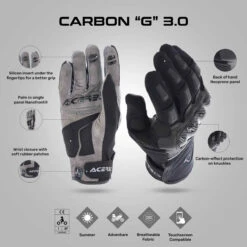 Carbon G 3.0 Gloves - Acerbis(Carbon G 3 0 Gloves Acerbis) -Biken Biker Store CARBON G 3.0Black