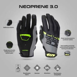 Neoprene 3.0 CE Gloves - Acerbis(Neoprene 3 0 Ce Gloves Acerbis) -Biken Biker Store NeopreneBlackYellow