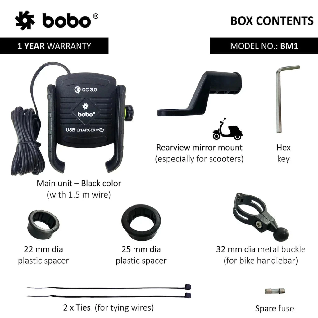Bobo BM1 Jaw Bike Mount For Mobile (Fast USB 3.0 Charger, Black)(Skuidbb Bm 001 001001skuid Bobo Bm1 Jaw Bike Mount For Mobile Fast Usb 3 0 Charger Black) 4 Bobo BM1 Jaw Bike Mount For Mobile (Fast USB 3.0 Charger, Black)(Skuidbb Bm 001 001001skuid Bobo Bm1 Jaw Bike Mount For Mobile Fast Usb 3 0 Charger Black) - Image 4