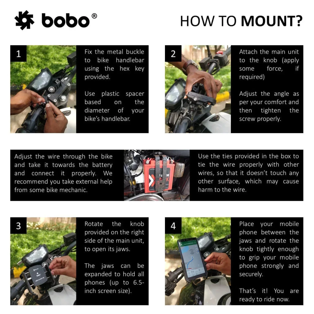 Bobo BM1 Jaw Bike Mount For Mobile (Fast USB 3.0 Charger, Black)(Skuidbb Bm 001 001001skuid Bobo Bm1 Jaw Bike Mount For Mobile Fast Usb 3 0 Charger Black) 6 Bobo BM1 Jaw Bike Mount For Mobile (Fast USB 3.0 Charger, Black)(Skuidbb Bm 001 001001skuid Bobo Bm1 Jaw Bike Mount For Mobile Fast Usb 3 0 Charger Black) - Image 6