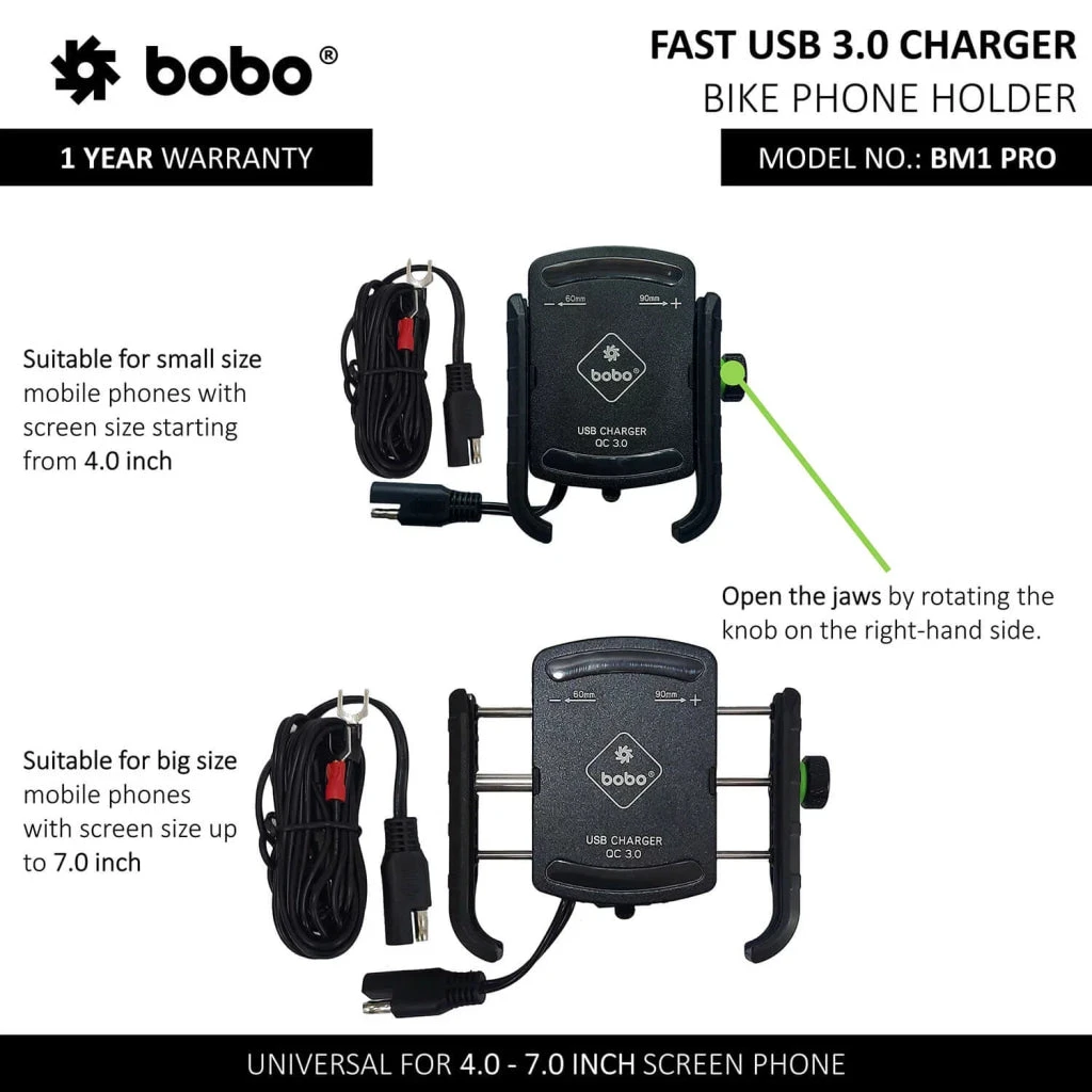 BOBO BM1 PRO Jaw-Grip Bike Phone Holder With Fast USB 3.0 Charger (Black)(Skuidbb Bm 001 011001skuid Bobo Bm1 Pro Jaw Grip Bike Phone Holder With Fast Usb 3 0 Charger Black) 2 BOBO BM1 PRO Jaw-Grip Bike Phone Holder With Fast USB 3.0 Charger (Black)(Skuidbb Bm 001 011001skuid Bobo Bm1 Pro Jaw Grip Bike Phone Holder With Fast Usb 3 0 Charger Black) - Image 2