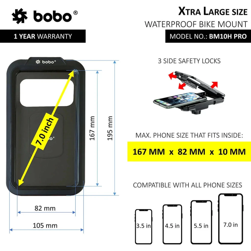 BOBO BM10H PRO Fully Waterproof Bike / Cycle Phone Holder With Vibration Controller Motorcycle Mobile Mount(Skuidbb Bm 010 111001skuid Bobo Bm1o Pro Jaw Grip Mobile Phone Holder Mount With Fast Usb 3 0 Charger Black) 5 BOBO BM10H PRO Fully Waterproof Bike / Cycle Phone Holder With Vibration Controller Motorcycle Mobile Mount(Skuidbb Bm 010 111001skuid Bobo Bm1o Pro Jaw Grip Mobile Phone Holder Mount With Fast Usb 3 0 Charger Black) - Image 5