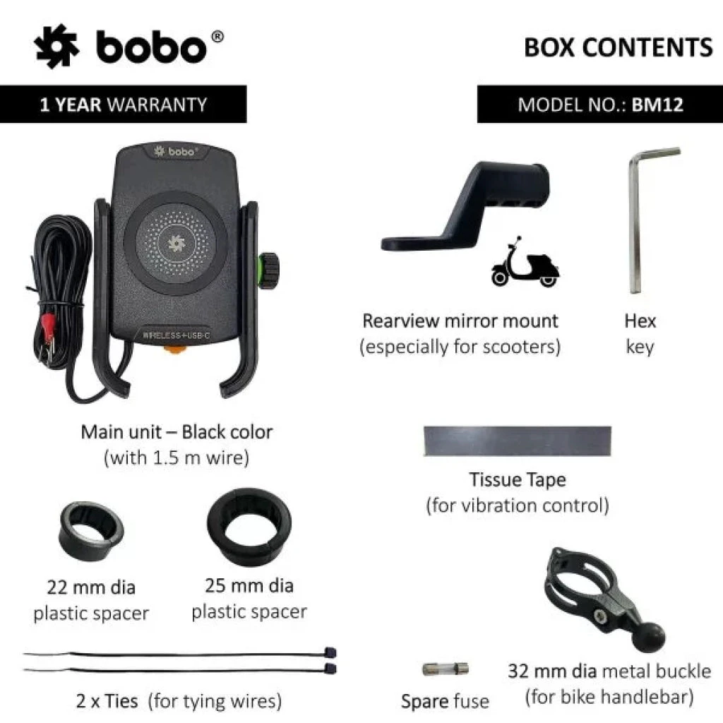 BOBO BM12 Bike Phone Holder (With Fast 15W Wireless Charger & USB-C Input/Output Port) (Black)(Skuidbb Bm 012 001001skuid Bobo Bm12 Bike Phone Holder With Fast 15w Wireless Charger Usb C Input Output Port Black) 7 BOBO BM12 Bike Phone Holder (With Fast 15W Wireless Charger & USB-C Input/Output Port) (Black)(Skuidbb Bm 012 001001skuid Bobo Bm12 Bike Phone Holder With Fast 15w Wireless Charger Usb C Input Output Port Black) - Image 7