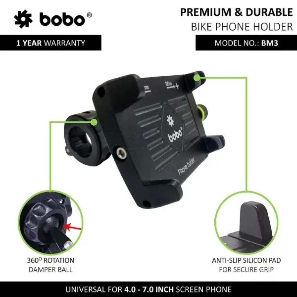 BOBO BM3 Aluminium Phone Holder Mount (Black)(Skuidbb Bm 003 001001skuid Bobo Bm3 Aluminium Phone Holder Mount Black) 2 BOBO BM3 Aluminium Phone Holder Mount (Black)(Skuidbb Bm 003 001001skuid Bobo Bm3 Aluminium Phone Holder Mount Black) - Image 2