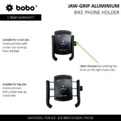 BOBO BM4 Jaw-Grip Phone Holder Mount(Black)(Skuidbb Bm 004 001001skuid Bobo Bm4 Jaw Grip Phone Holder Mountblack) -Biken Biker Store bobo bm4 jaw grip phone holder mount black mounts 906