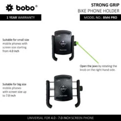 BOBO BM4 PRO Jaw-Grip Phone Holder (Black)(Skuidbb Bm 004 011001skuid Bobo Bm4 Pro Jaw Grip Phone Holder Black) 8 BOBO BM4 PRO Jaw-Grip Phone Holder (Black)(Skuidbb Bm 004 011001skuid Bobo Bm4 Pro Jaw Grip Phone Holder Black) -Biken Biker Store bobo bm4 pro jaw grip phone holder black mounts 655